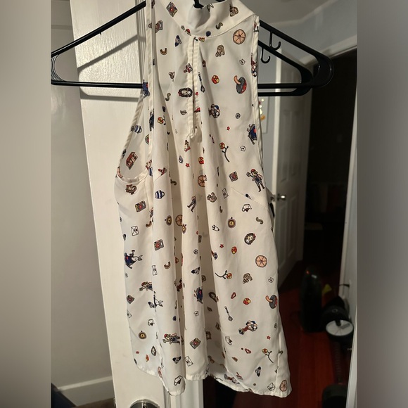 Anthropologie Urban Outfitters Circus Print Sleeveless Tie Front Blouse M New - Picture 4 of 6